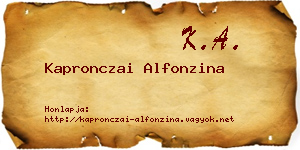 Kapronczai Alfonzina névjegykártya